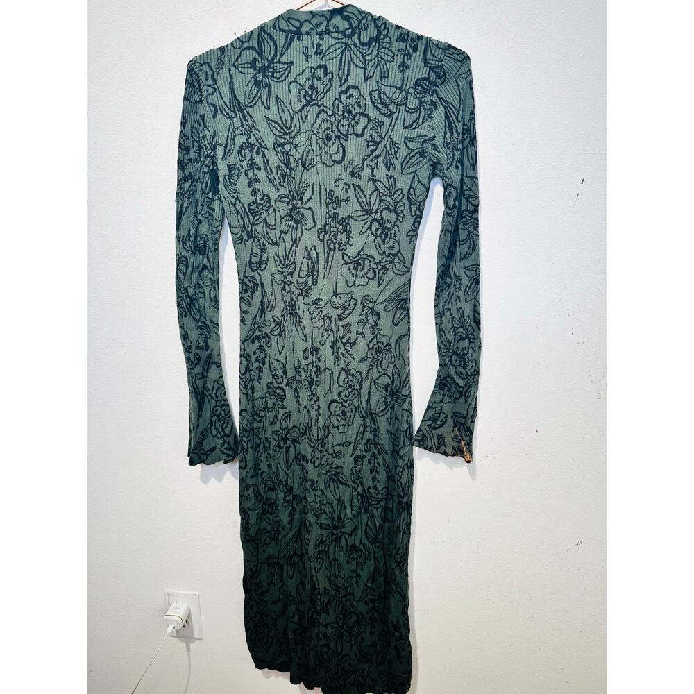 Jason Wu Green Floral Button Up Midi Open Up Card… - image 3